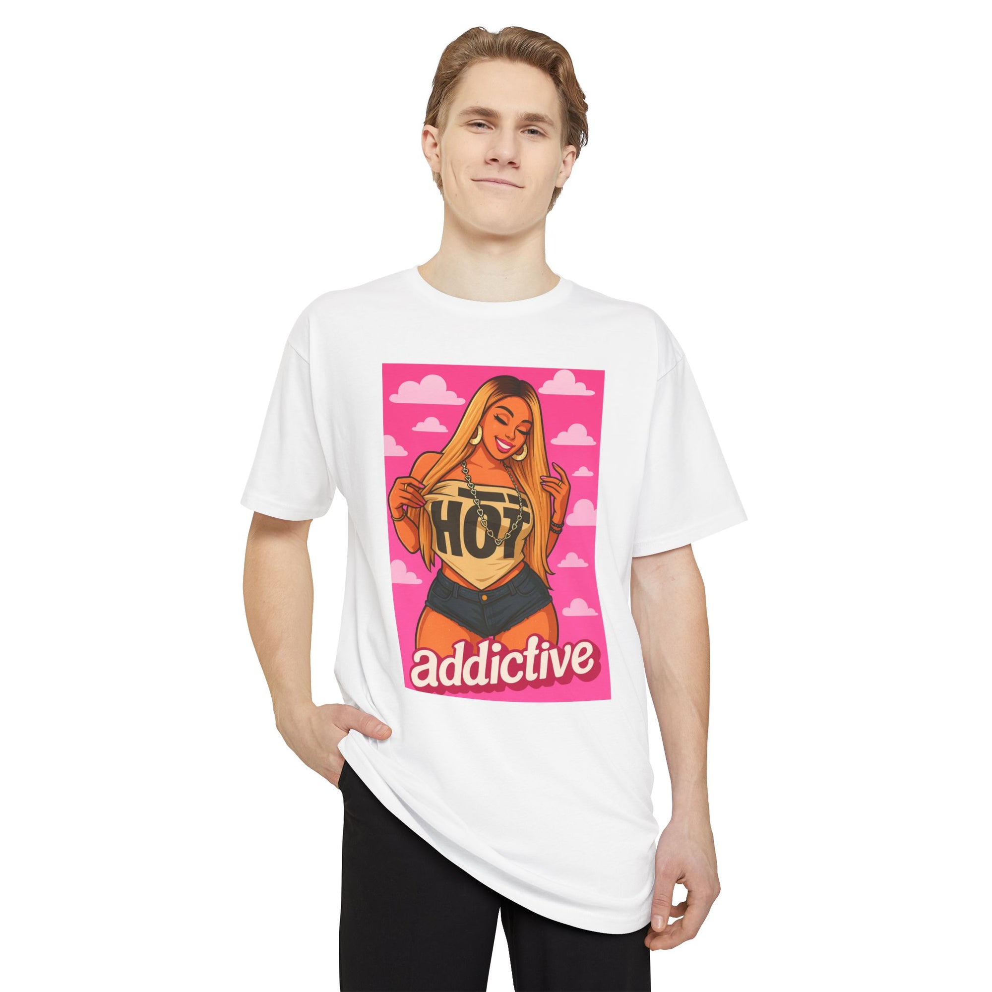 Addictive Urban Tee | Unisex Long Body Tee for Trendy Looks, Streetwear Style, Graphic T-Shirt, Gift for Fashion Lovers