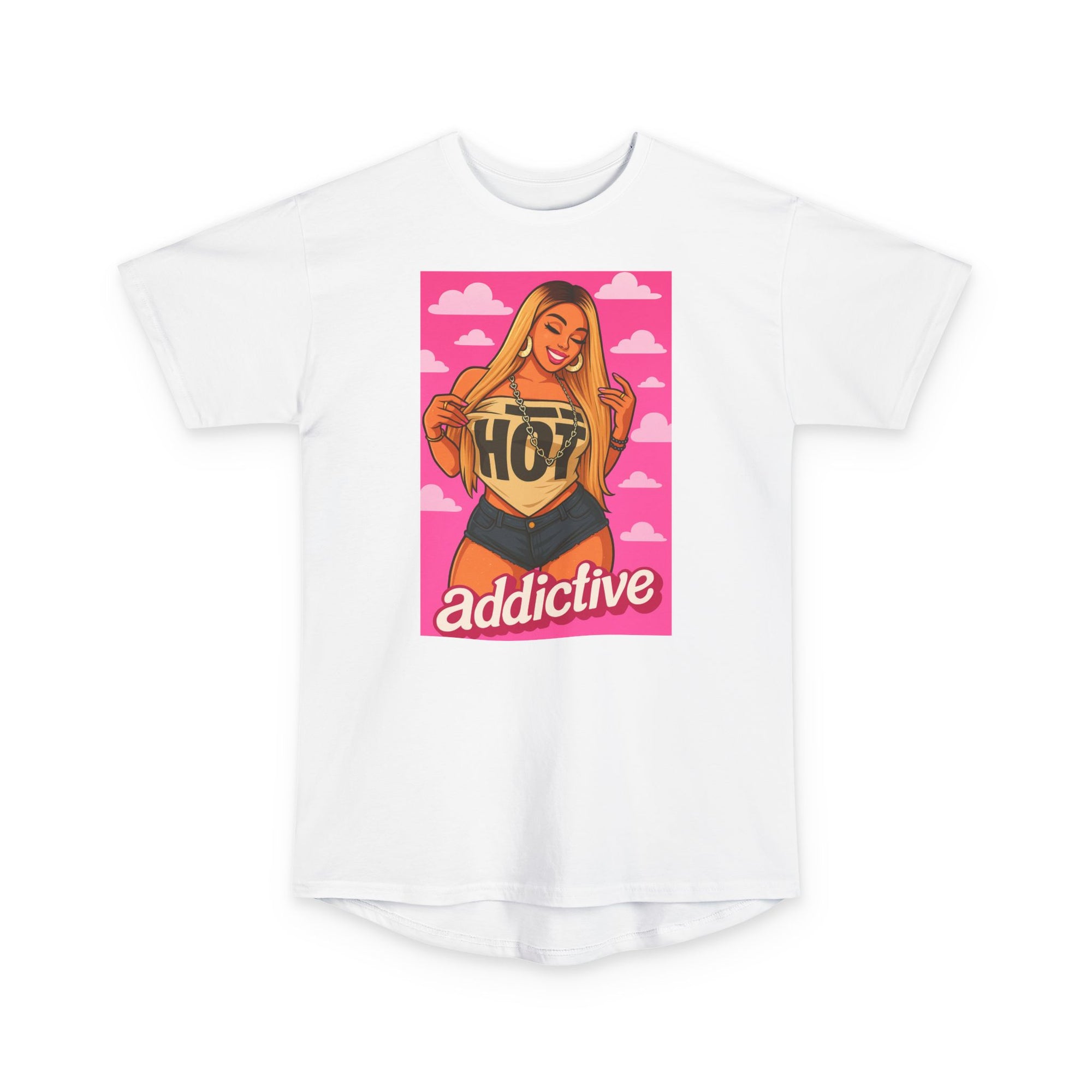 Addictive Urban Tee | Unisex Long Body Tee for Trendy Looks, Streetwear Style, Graphic T-Shirt, Gift for Fashion Lovers